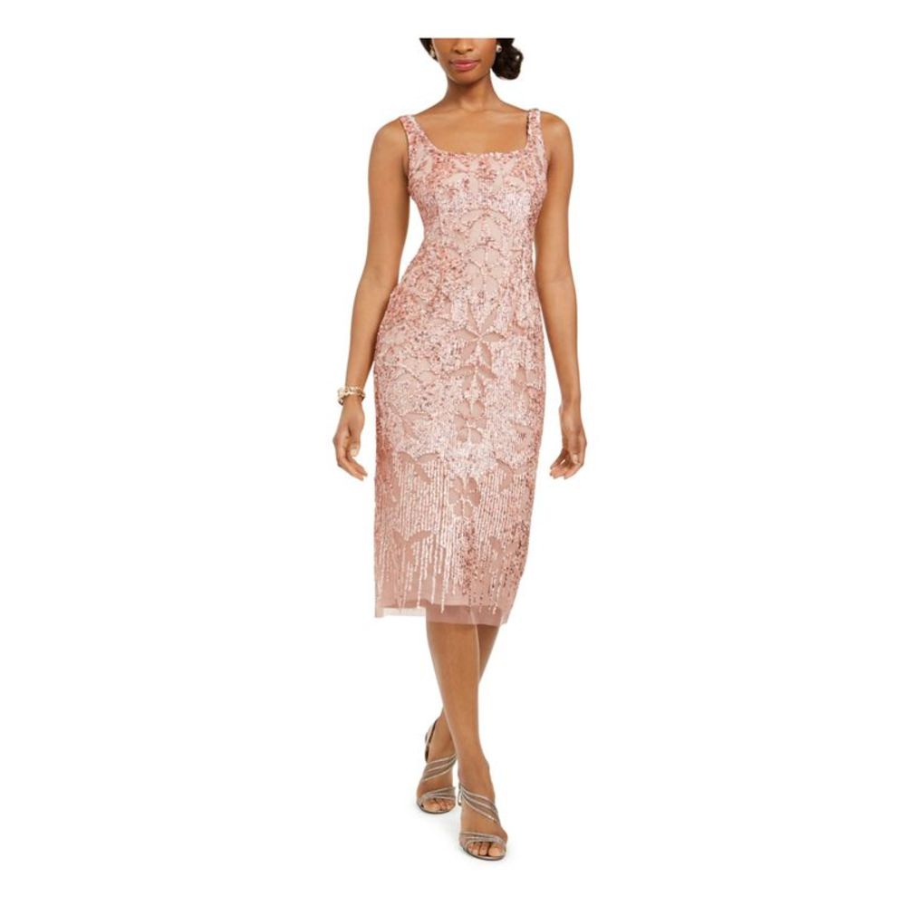 Adrianna Papell Pink Lace Midi Dress